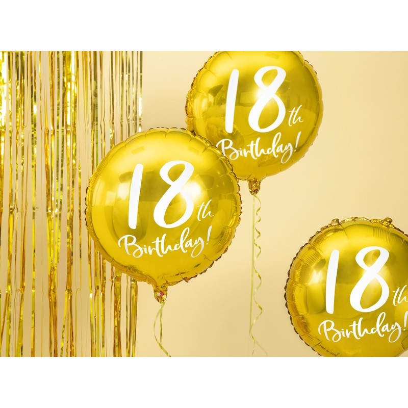 Balon foliowy 18th Birthday złoty 45cm FB24M-18-019 PartyDeco